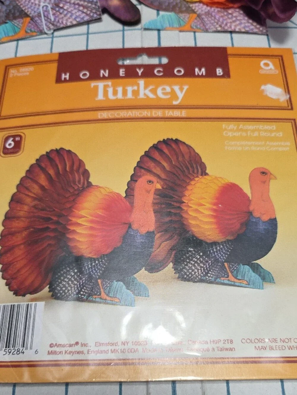 Turkey Honeycomb Table Decoration - Set Of 2, 6